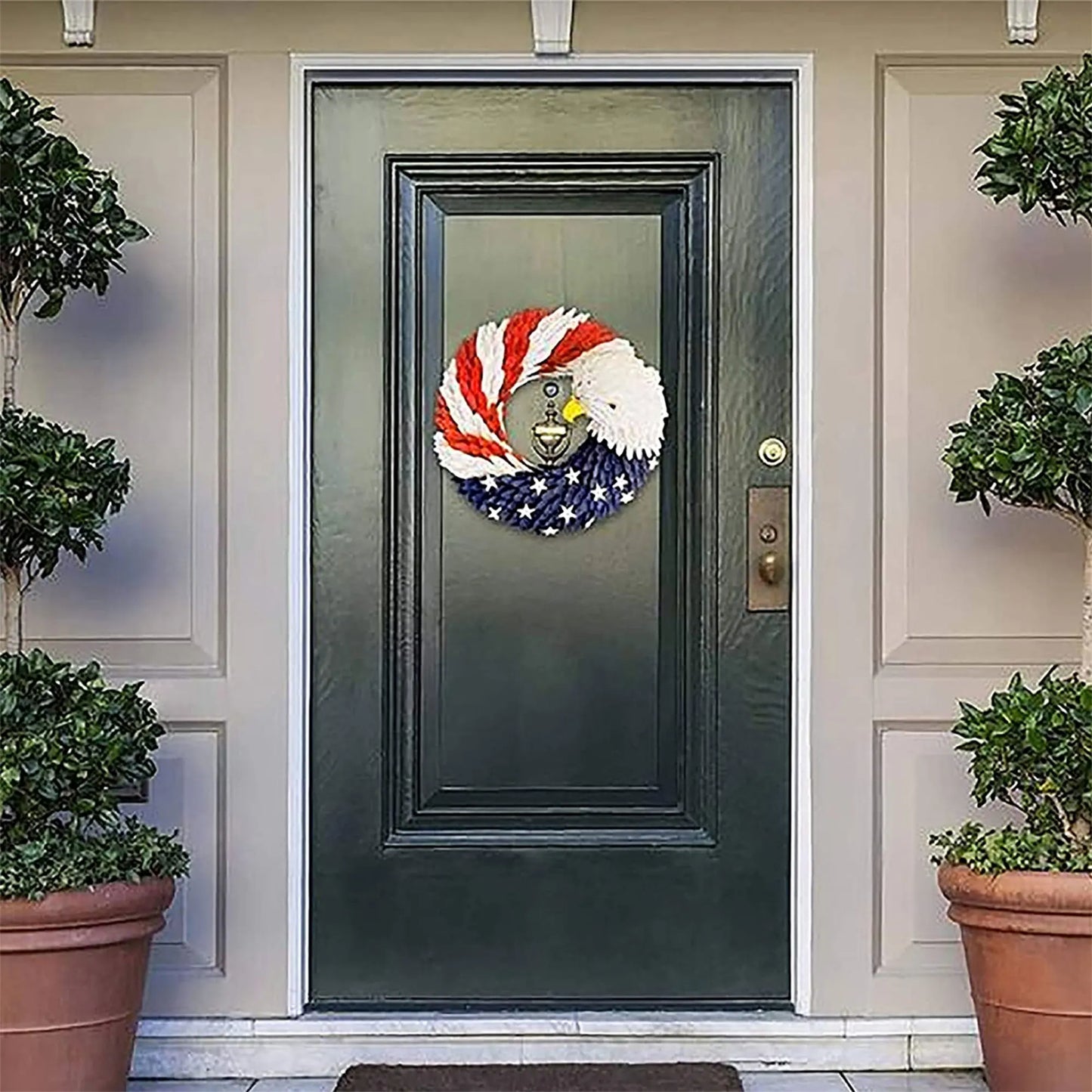 American Eagle Wreath Glory Patriotic Red White Blue Wreaths Garlands for Front Door Window Wall Yard Garden Festive Decoration