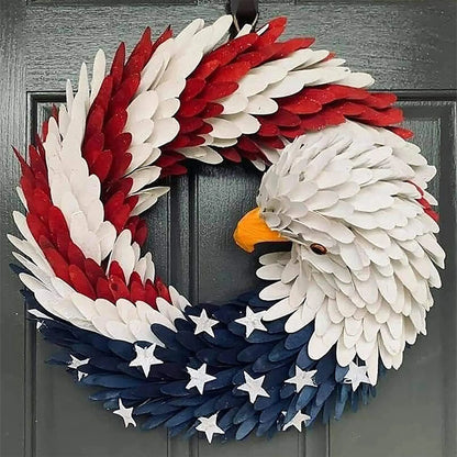 American Eagle Wreath Glory Patriotic Red White Blue Wreaths Garlands for Front Door Window Wall Yard Garden Festive Decoration