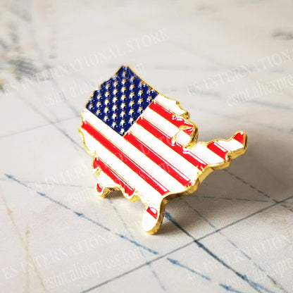 USA National Flag Metal Lapel Pin American Sandblasted Backside Accessories map brooch suit badge Patriotic personality decor