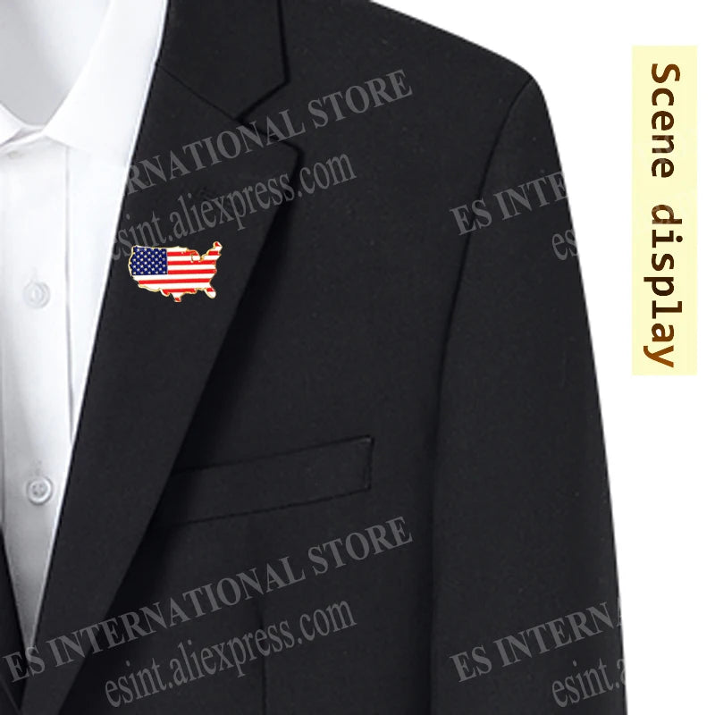 USA National Flag Metal Lapel Pin American Sandblasted Backside Accessories map brooch suit badge Patriotic personality decor