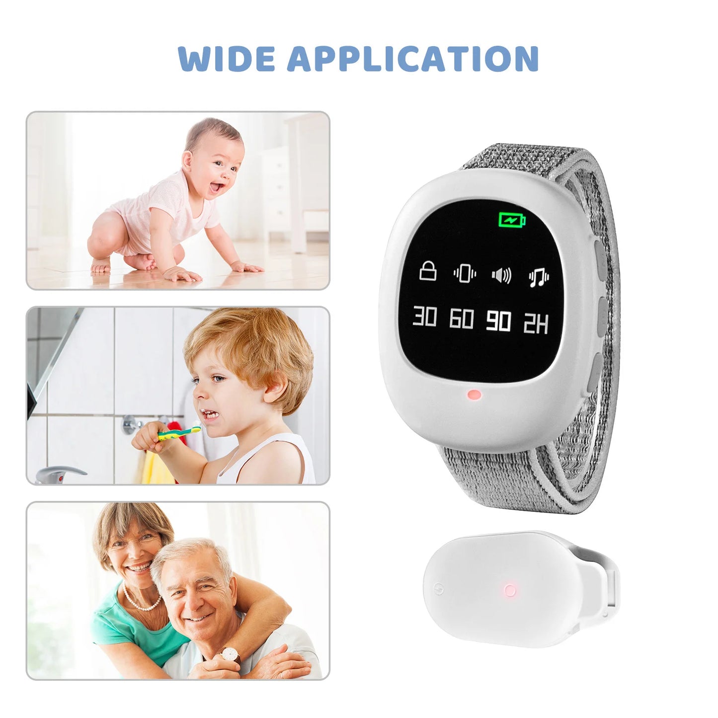 40M Wireless Bedwetting Alarm Adults Elder Potty Training Sensor Enuresis Bedwetting Alarm with Wristband for Kids Elder Care