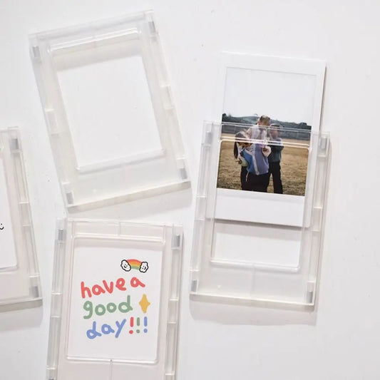 Magnet Design Photo Frame Mini Acrylic Magnetic Picture Frames Transparent Acrylic Card Display StandDesktop Decoration