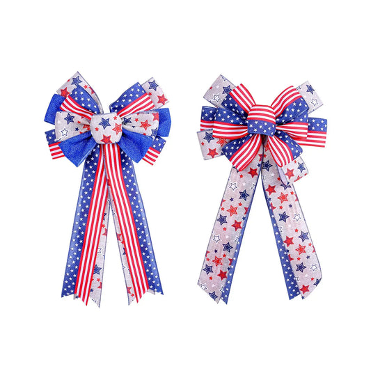 American Flag Bow July 4Th Front Door Bow for Wall Independence Day Party