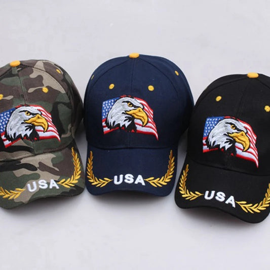 American Eagle and Flag Golf Caps USA 3D Embroidery Baseball Cap Men Women Patchwork Trucker Hat Patriotic Snapback Hats Gorras