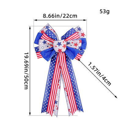 American Flag Bow July 4Th Front Door Bow for Wall Independence Day Party