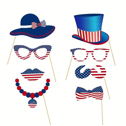 33PCS 4th of July American Photo Booth Props USA Independence Day Party Decorations Supplies