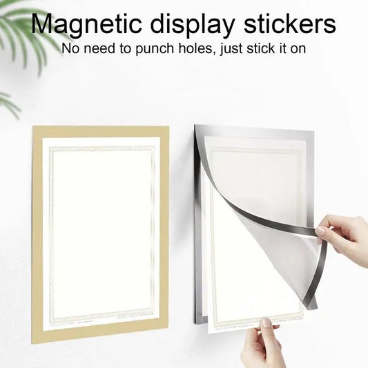 Magnetic Display Frame A3/A4/A5 Reusable Poster Cover Frame Gold/Silver Self Adhesive Free Punching Photo Display Wall Decor